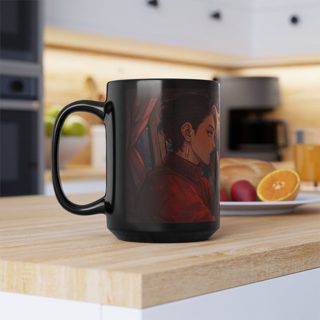 A Hermits Whimsical Fantasy Drive Through The Wilderness | Black Ceramic Roadtrip Coffee Mug | MuNdAnE MaGiC