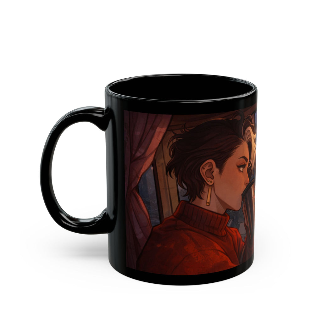 A Hermits Whimsical Fantasy Drive Through The Wilderness | Black Ceramic Roadtrip Coffee Mug | MuNdAnE MaGiC