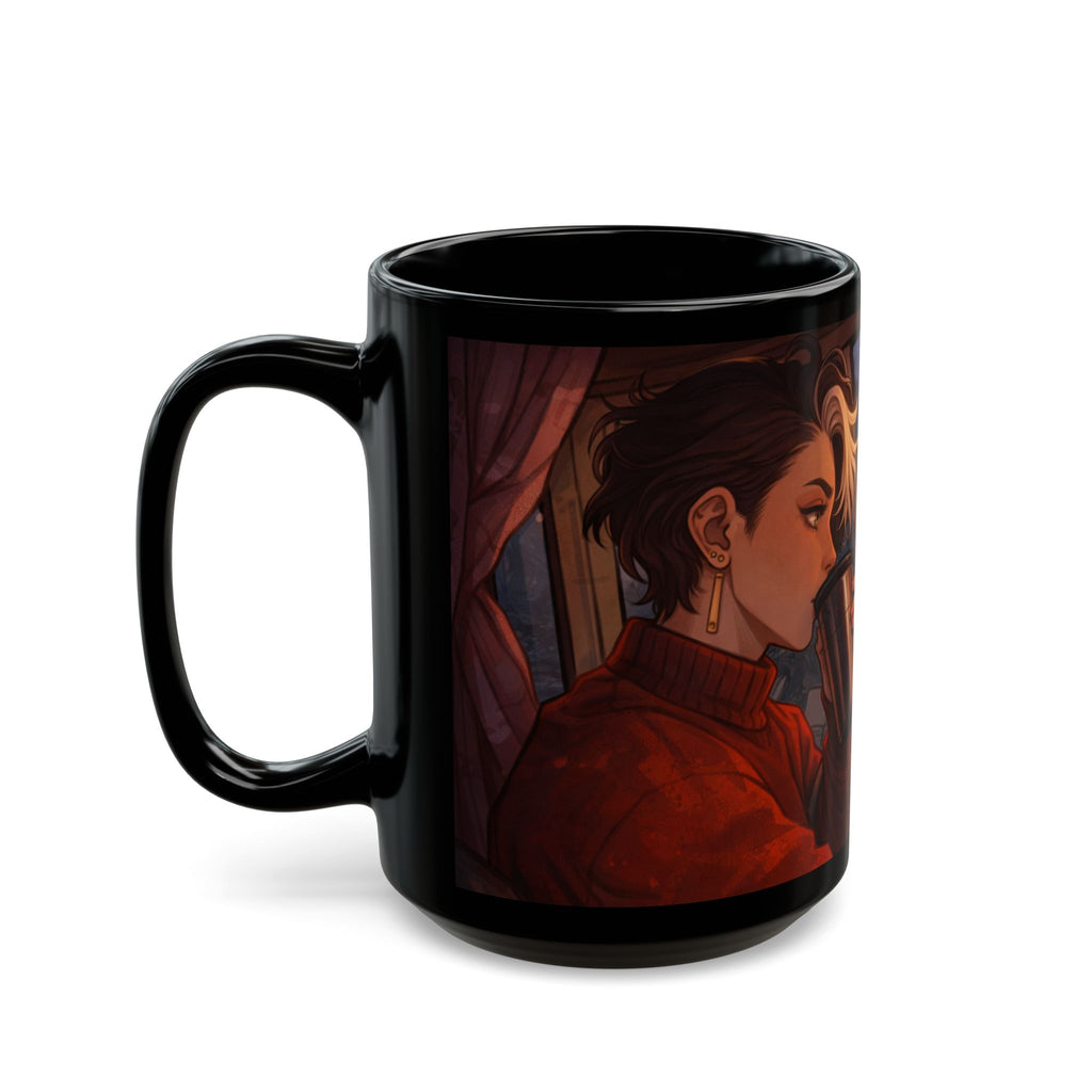 A Hermits Whimsical Fantasy Drive Through The Wilderness | Black Ceramic Roadtrip Coffee Mug | MuNdAnE MaGiC