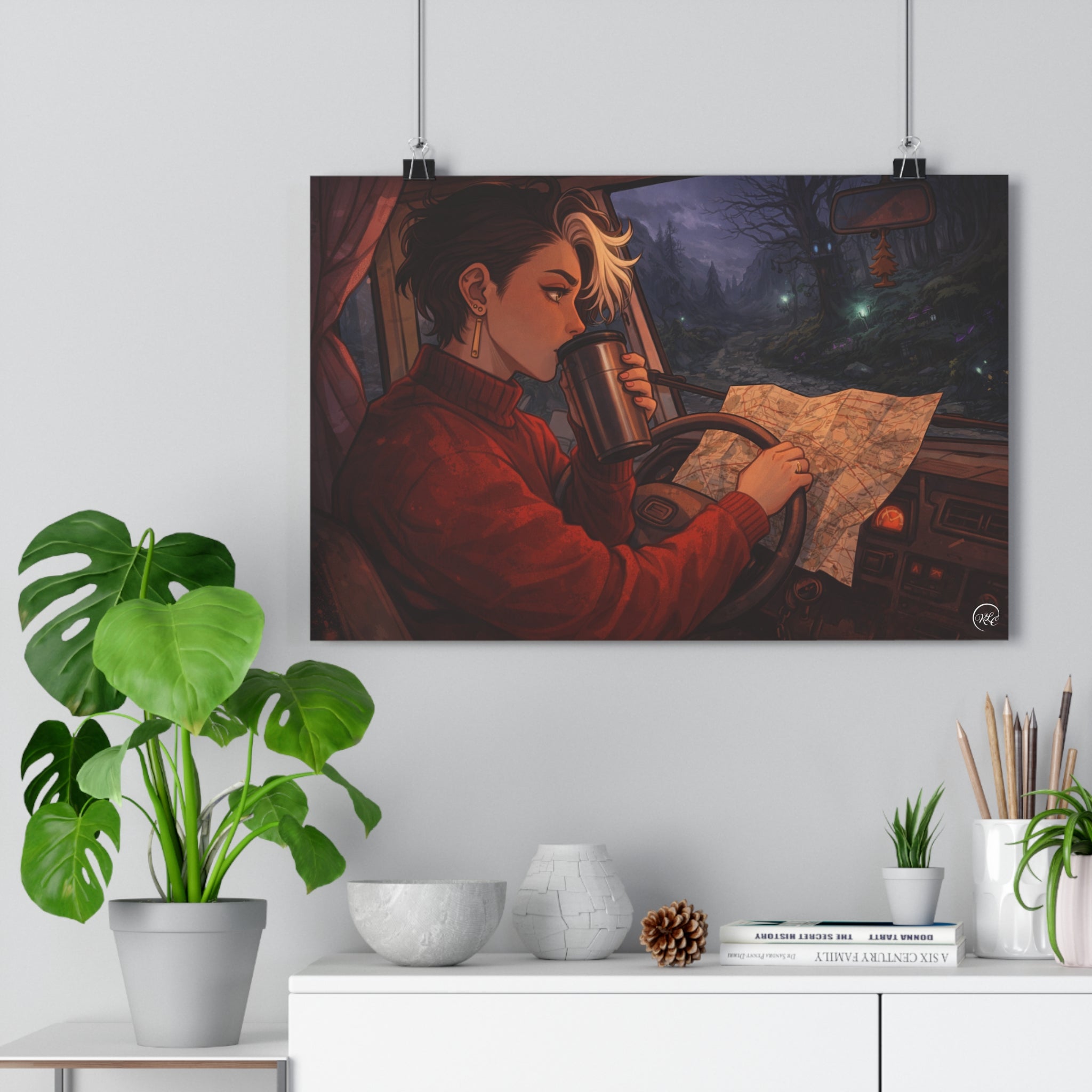 A Hermits Whimsical Fantasy Drive Through The Wilderness | Night Van Room Decor Print | MuNdAnE MaGiC